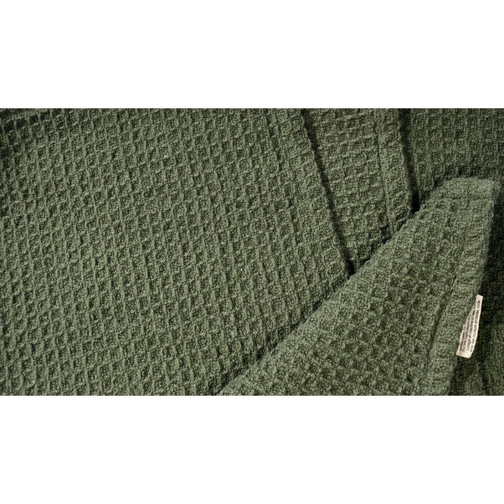 Arhaus Home Luxury Waffle Knit Blanket Throw Cover Quilt Dark Green Cotton 50x60 - Picture 4 of 6